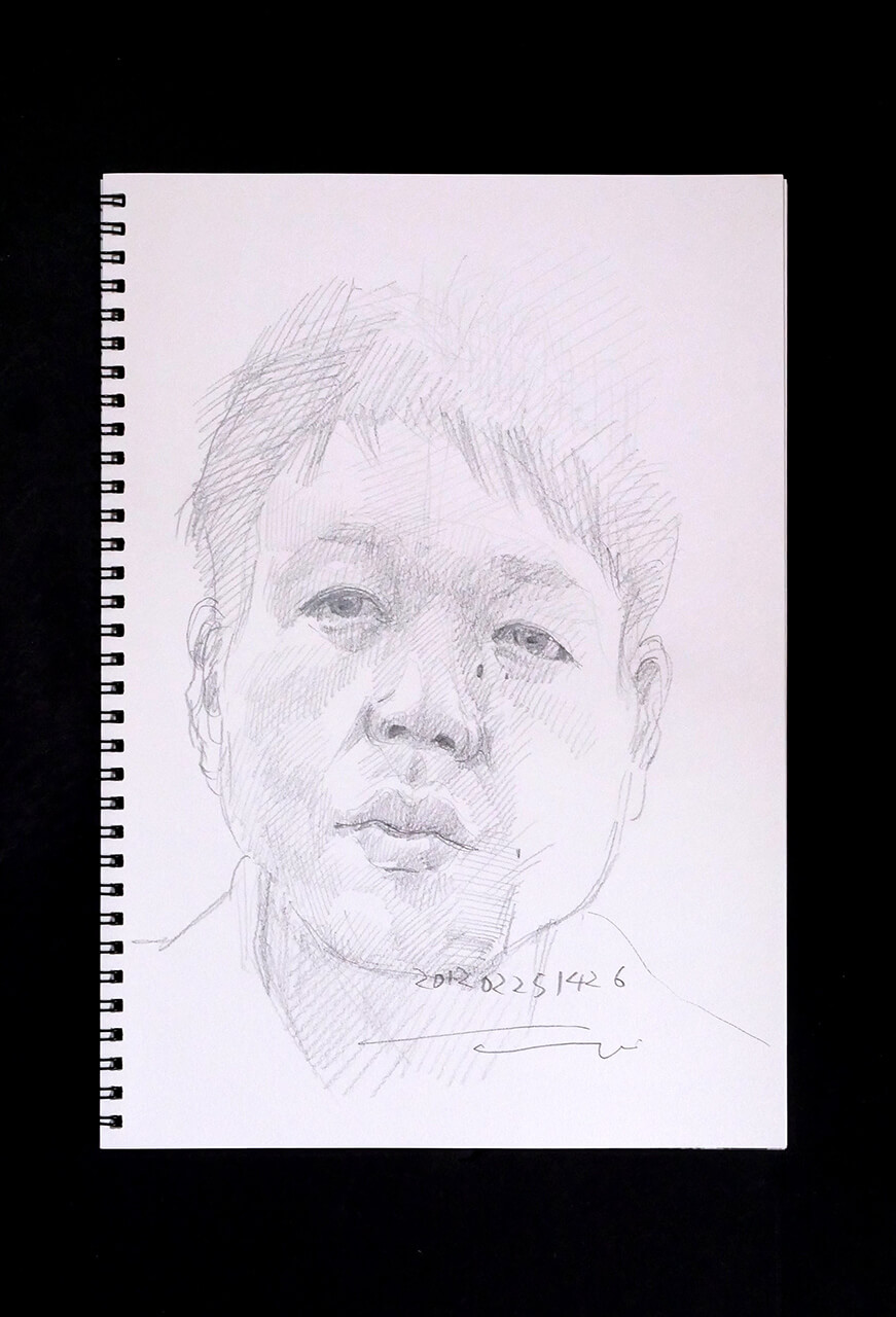Contemporary artist SHINTAKU Tomoni's 2012/2/25 Self-portrait or pencil drawing