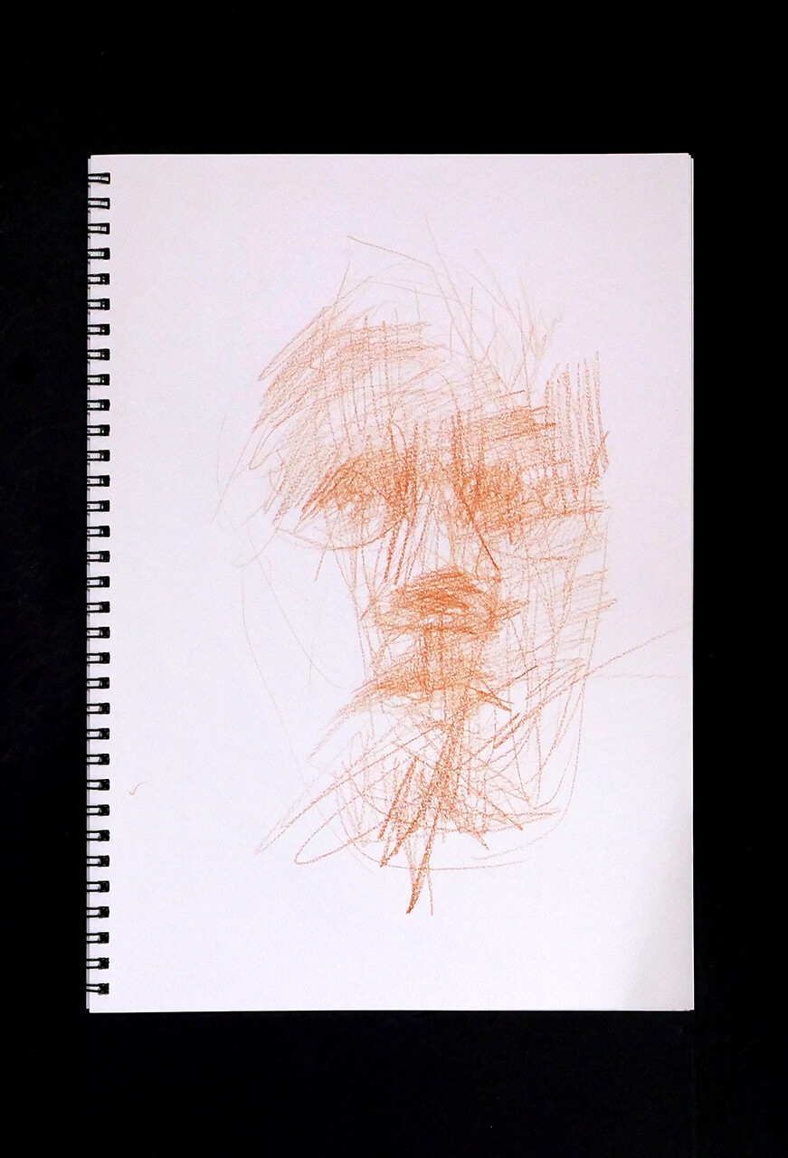Contemporary artist SHINTAKU Tomoni's 2012/2/26 Self-portrait or pencil drawing