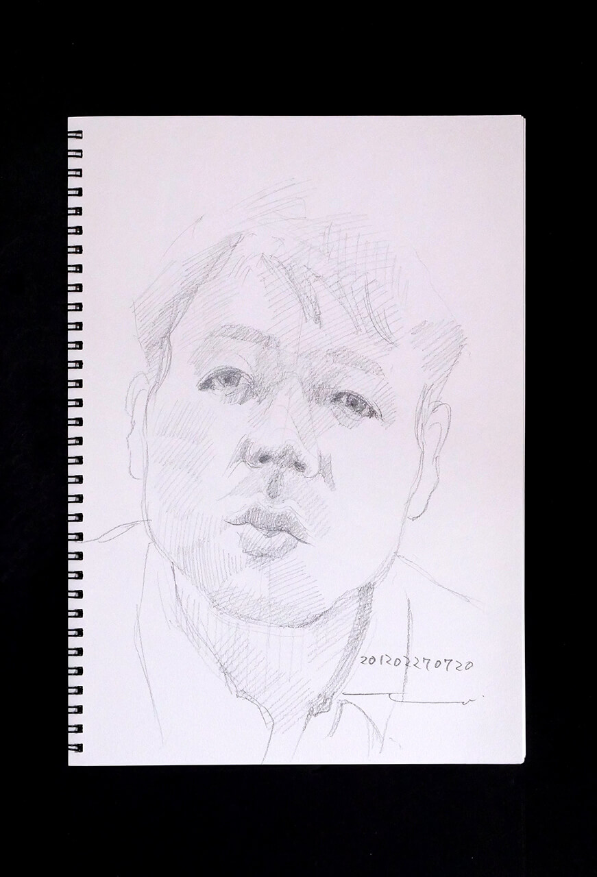 Contemporary artist SHINTAKU Tomoni's 2012/2/27 Self-portrait or pencil drawing
