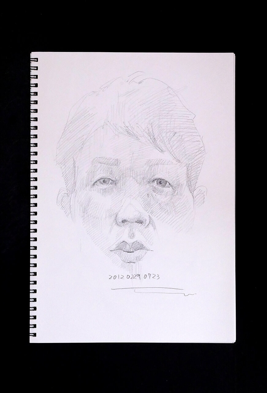 Contemporary artist SHINTAKU Tomoni's 2012/2/29 Self-portrait or pencil drawing
