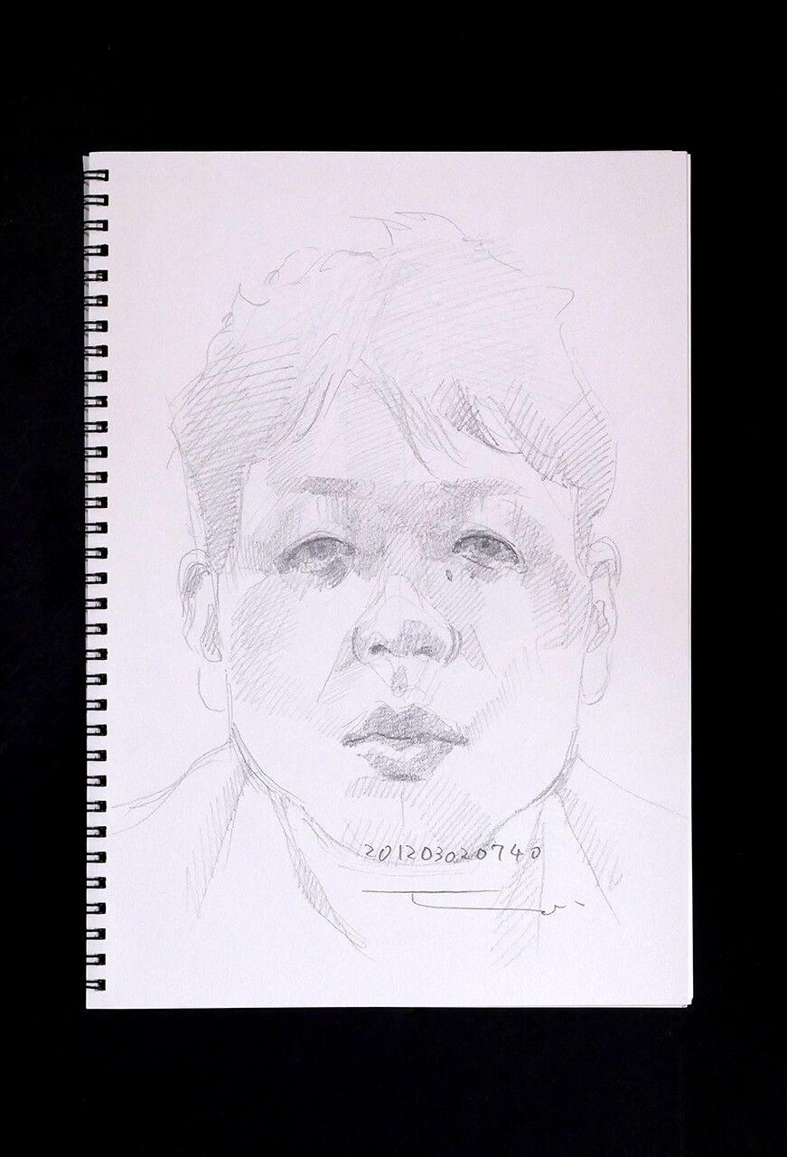Contemporary artist SHINTAKU Tomoni's 2012/3/2 Self-portrait or pencil drawing