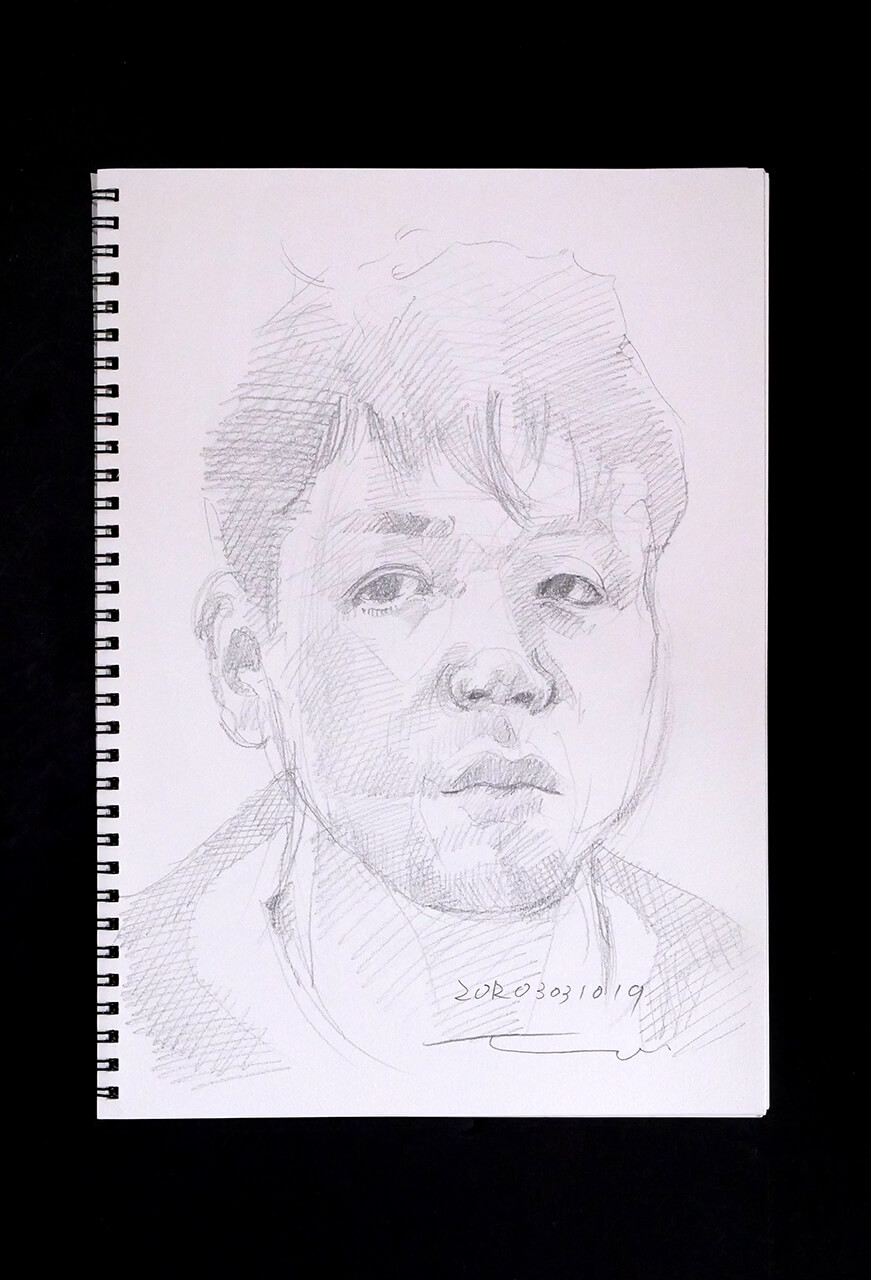 Contemporary artist SHINTAKU Tomoni's 2012/3/3 Self-portrait or pencil drawing