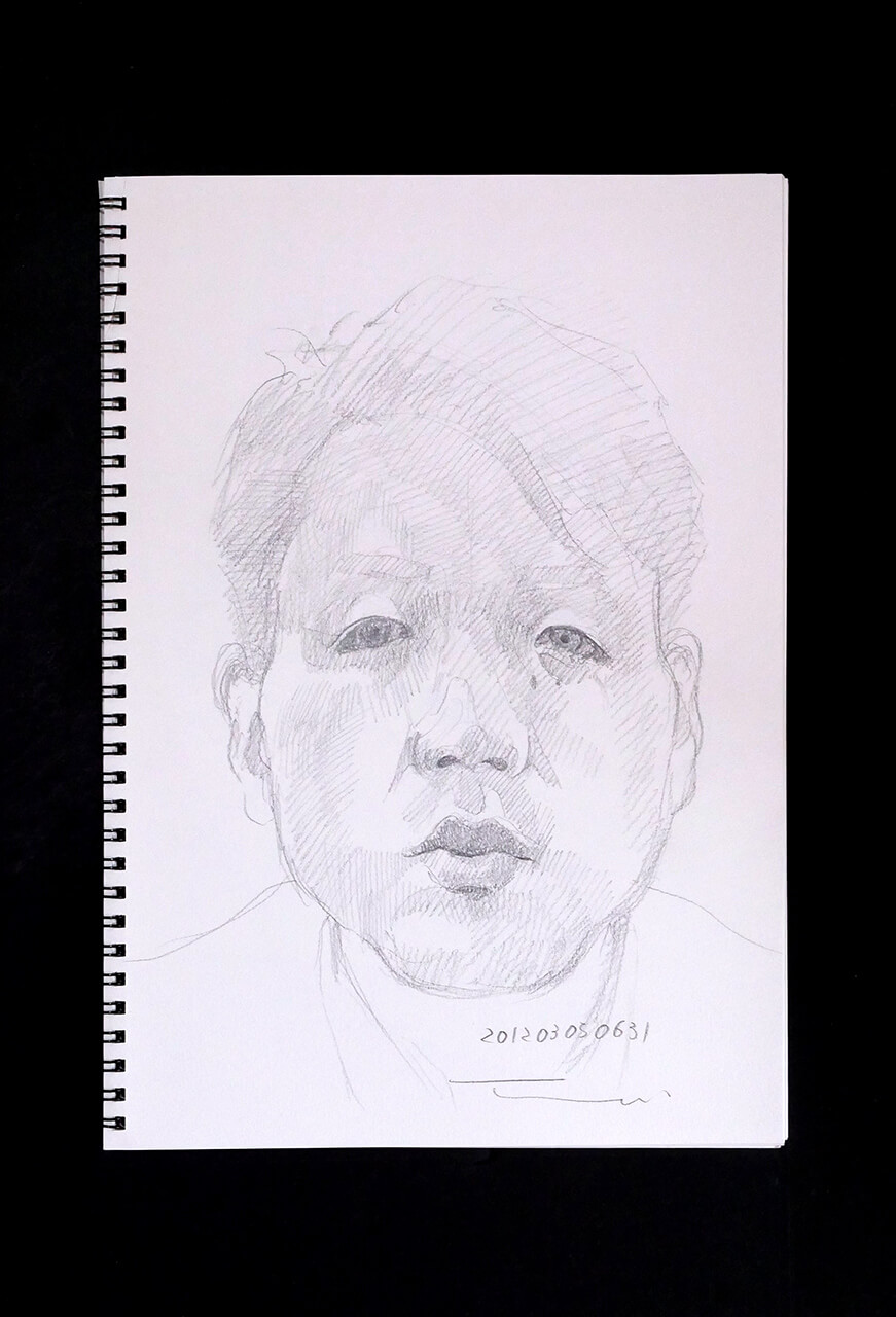 Contemporary artist SHINTAKU Tomoni's 2012/3/5 Self-portrait or pencil drawing