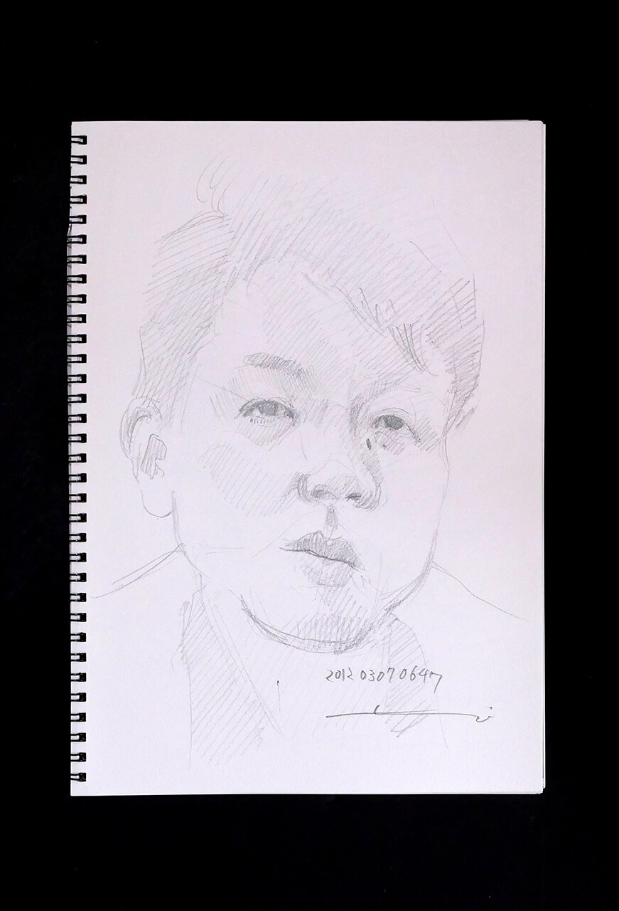 Contemporary artist SHINTAKU Tomoni's 2012/3/7 Self-portrait or pencil drawing