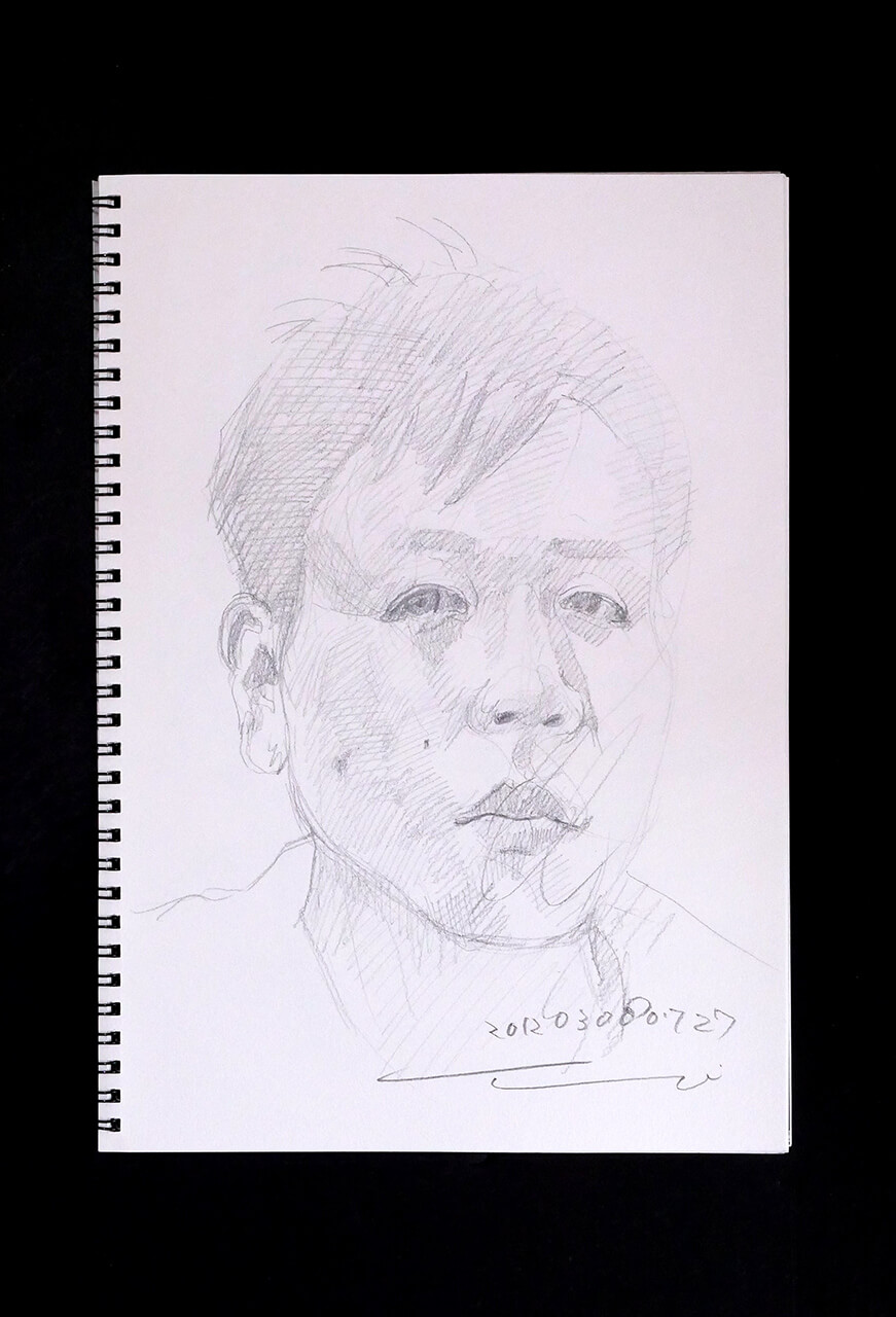 Contemporary artist SHINTAKU Tomoni's 2012/3/8 Self-portrait or pencil drawing