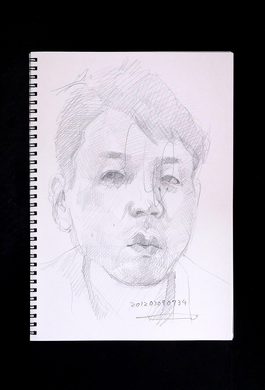Contemporary artist SHINTAKU Tomoni's 2012/3/9 Self-portrait or pencil drawing