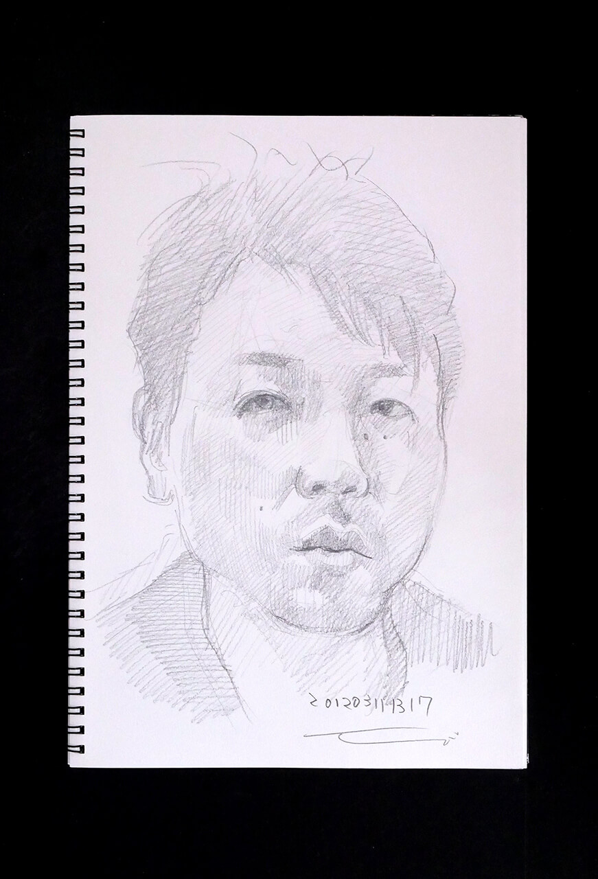 Contemporary artist SHINTAKU Tomoni's 2012/3/11 Self-portrait or pencil drawing