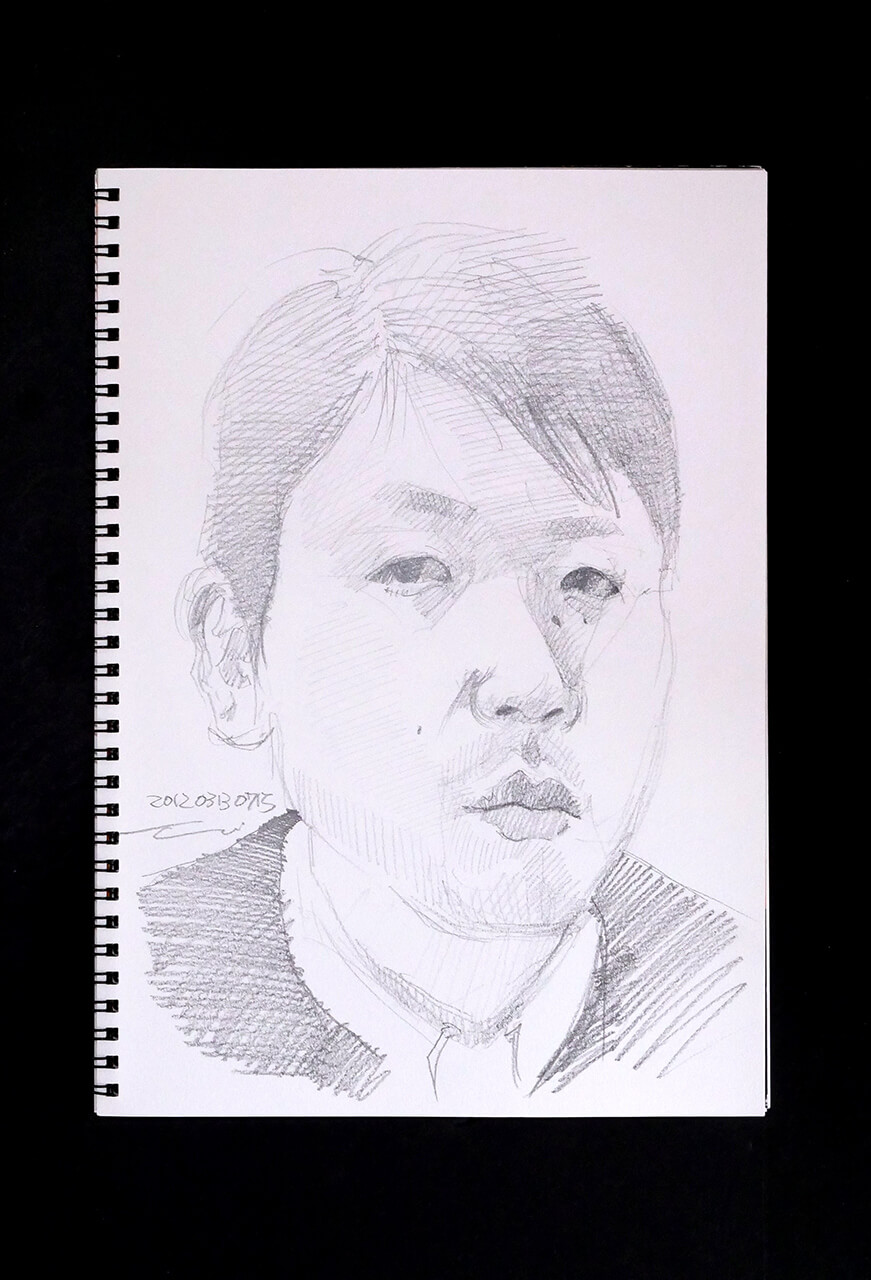 Contemporary artist SHINTAKU Tomoni's 2012/3/13 Self-portrait or pencil drawing