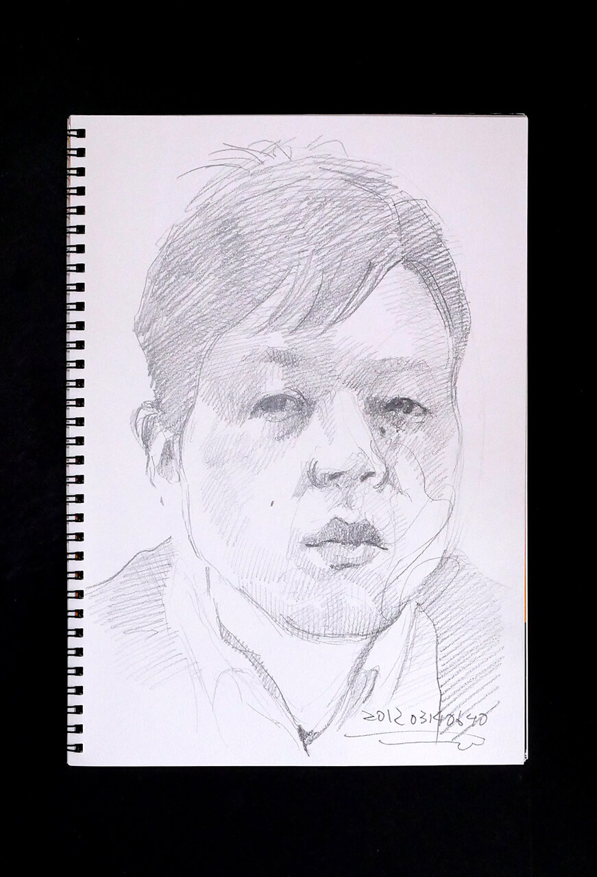 Contemporary artist SHINTAKU Tomoni's 2012/3/14 Self-portrait or pencil drawing