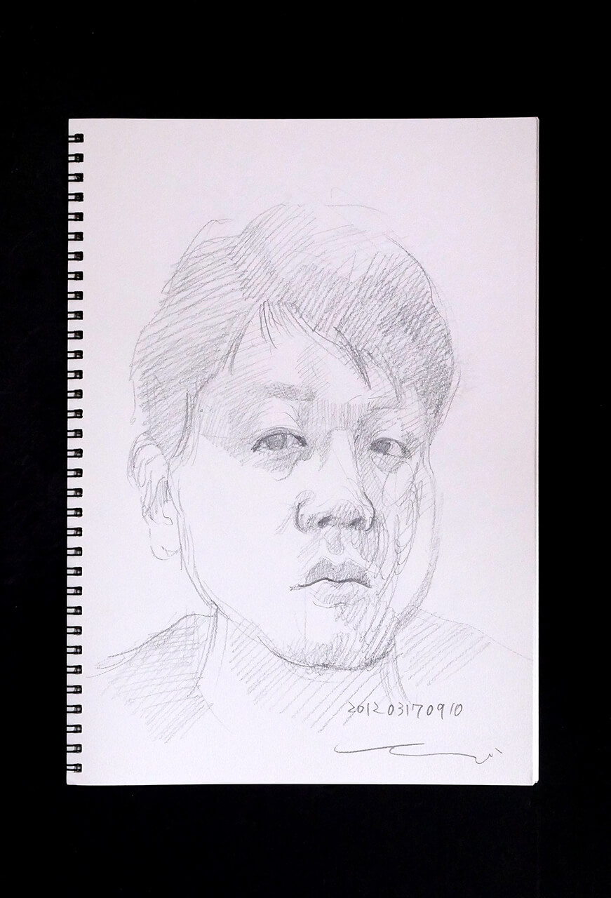 Contemporary artist SHINTAKU Tomoni's 2012/3/17 Self-portrait or pencil drawing