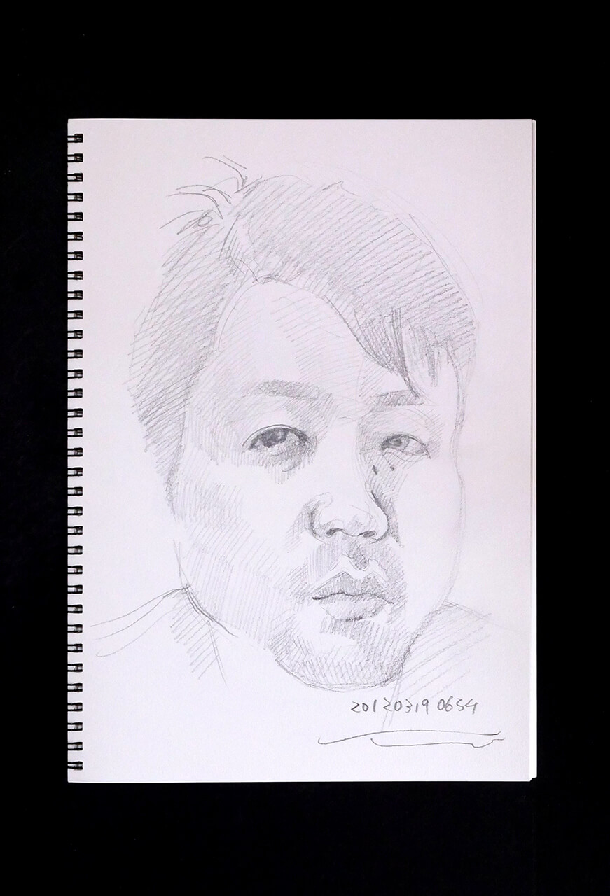Contemporary artist SHINTAKU Tomoni's 2012/3/19 Self-portrait or pencil drawing