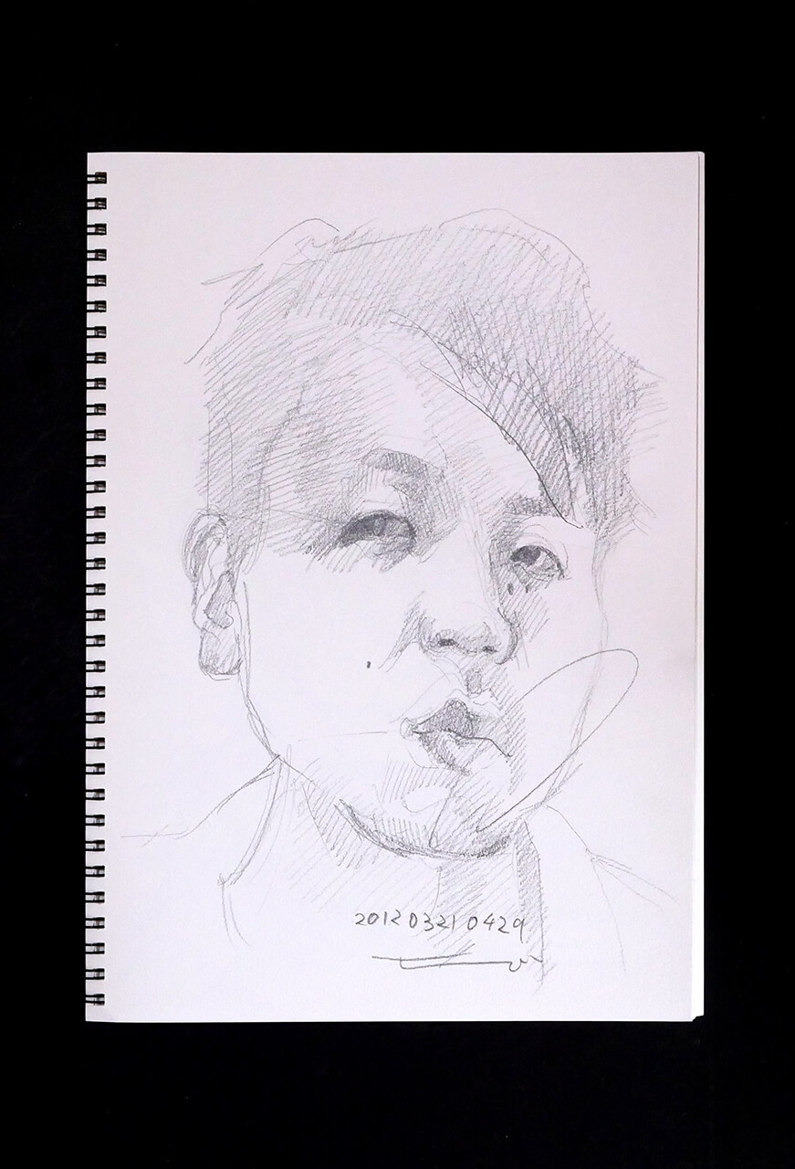 Contemporary artist SHINTAKU Tomoni's 2012/3/21 Self-portrait or pencil drawing