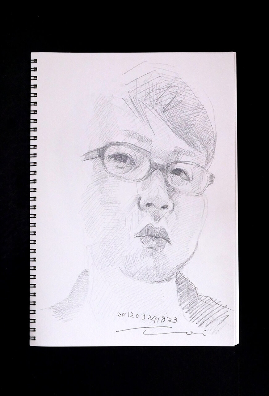 Contemporary artist SHINTAKU Tomoni's 2012/3/24 Self-portrait or pencil drawing