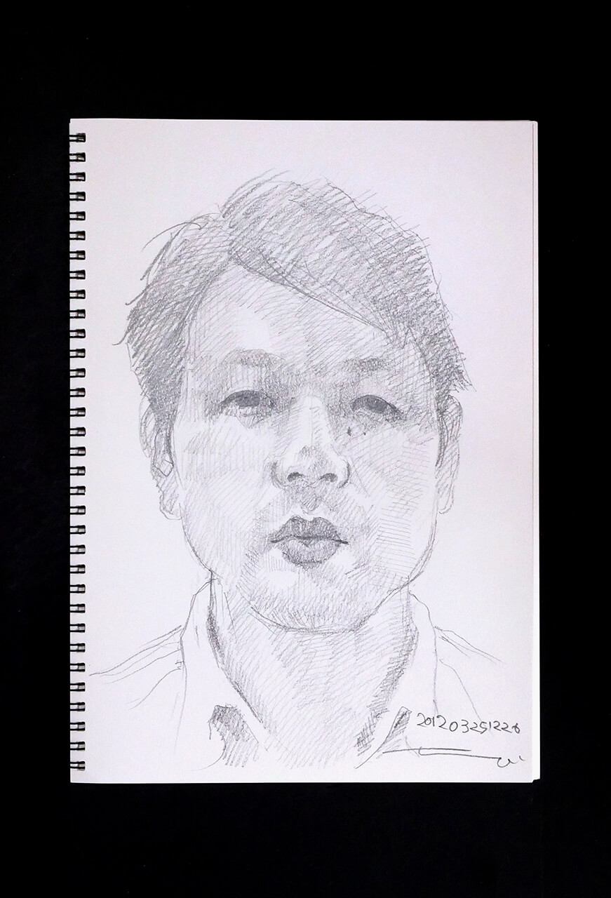 Contemporary artist SHINTAKU Tomoni's 2012/3/25 Self-portrait or pencil drawing