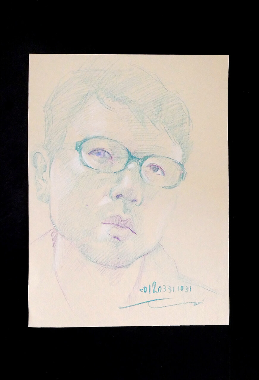 Contemporary artist SHINTAKU Tomoni's 2012/3/31 Self-portrait or pencil drawing