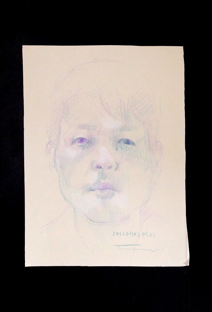 Contemporary artist SHINTAKU Tomoni's 2012/4/2 Self-portrait or pencil drawing