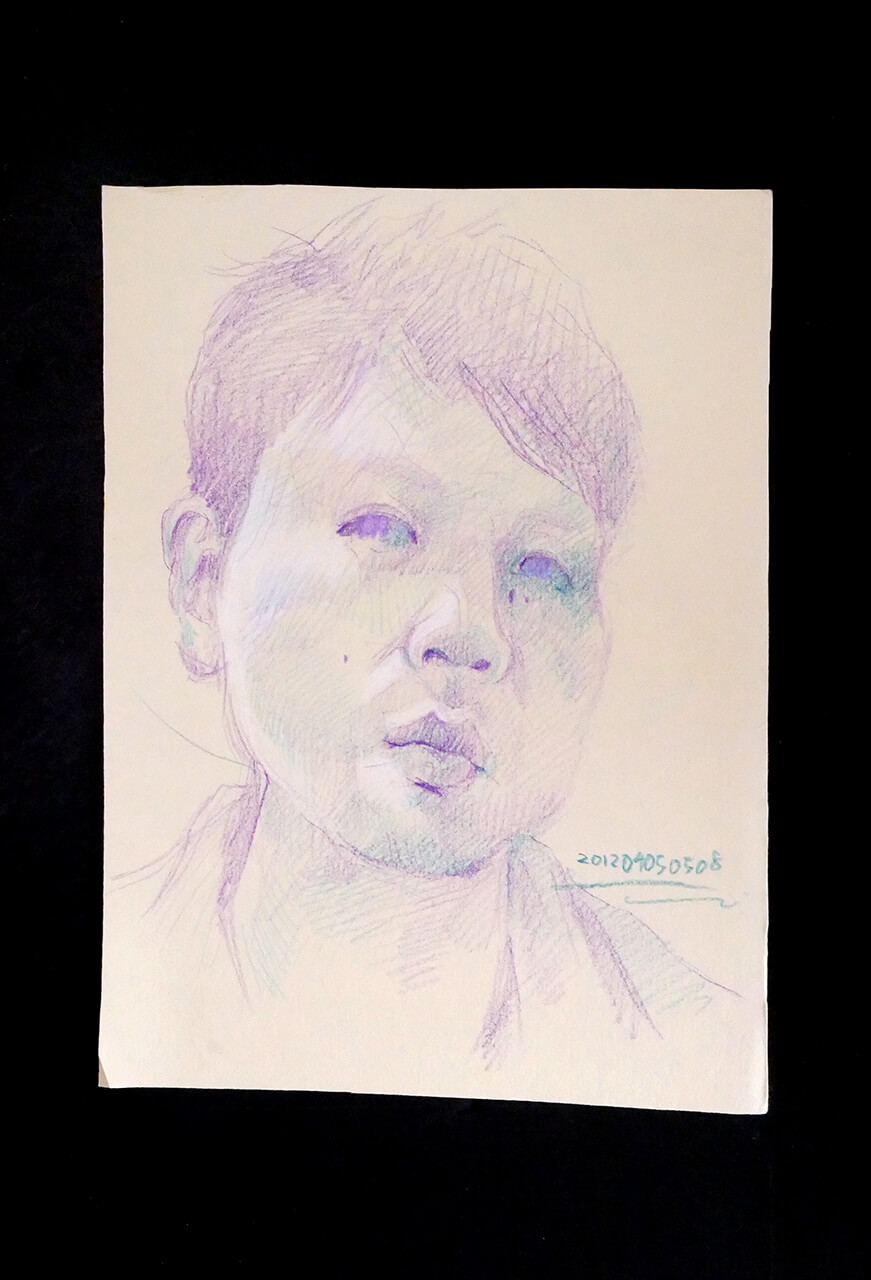 Contemporary artist SHINTAKU Tomoni's 2012/4/5 Self-portrait or pencil drawing