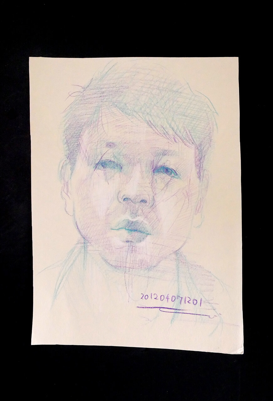 Contemporary artist SHINTAKU Tomoni's 2012/4/7 Self-portrait or pencil drawing