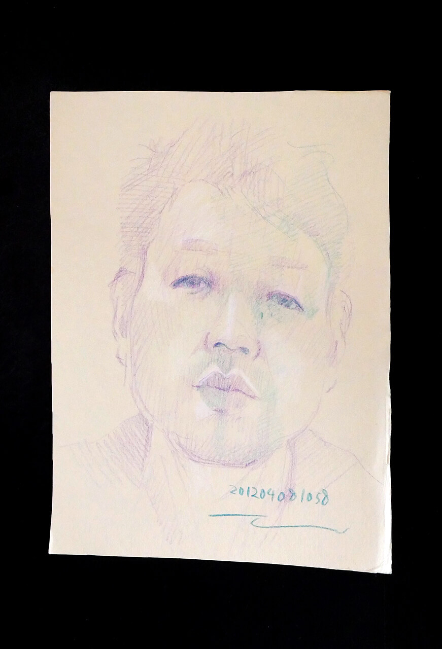 Contemporary artist SHINTAKU Tomoni's 2012/4/8 Self-portrait or pencil drawing
