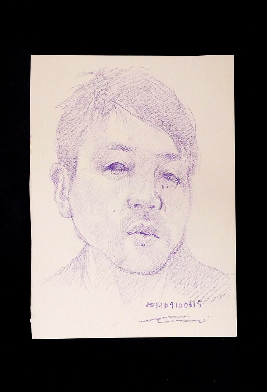 Contemporary artist SHINTAKU Tomoni's 2012/4/10 Self-portrait or pencil drawing