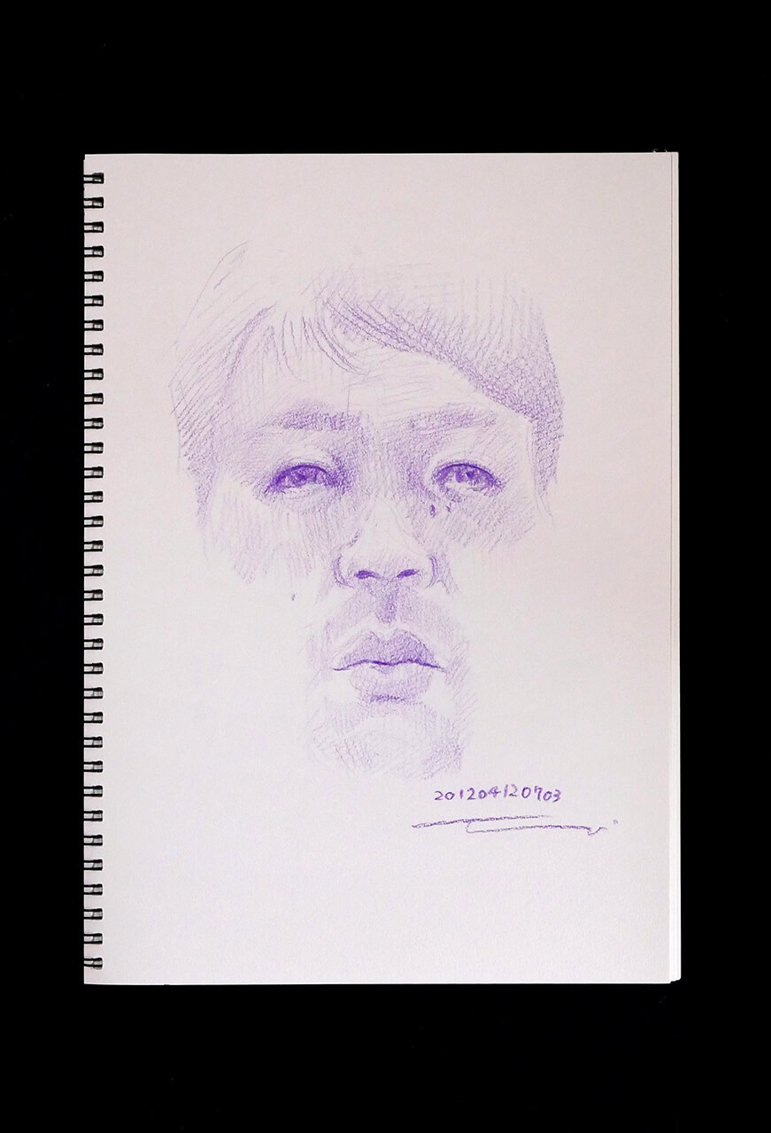 Contemporary artist SHINTAKU Tomoni's 2012/4/12 Self-portrait or pencil drawing