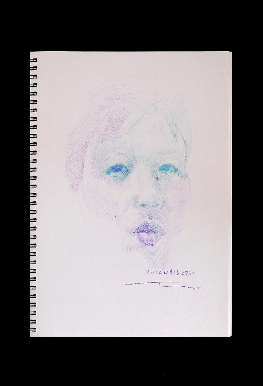 Contemporary artist SHINTAKU Tomoni's 2012/4/13 Self-portrait or pencil drawing