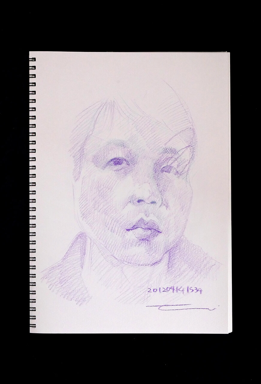 Contemporary artist SHINTAKU Tomoni's 2012/4/14 Self-portrait or pencil drawing