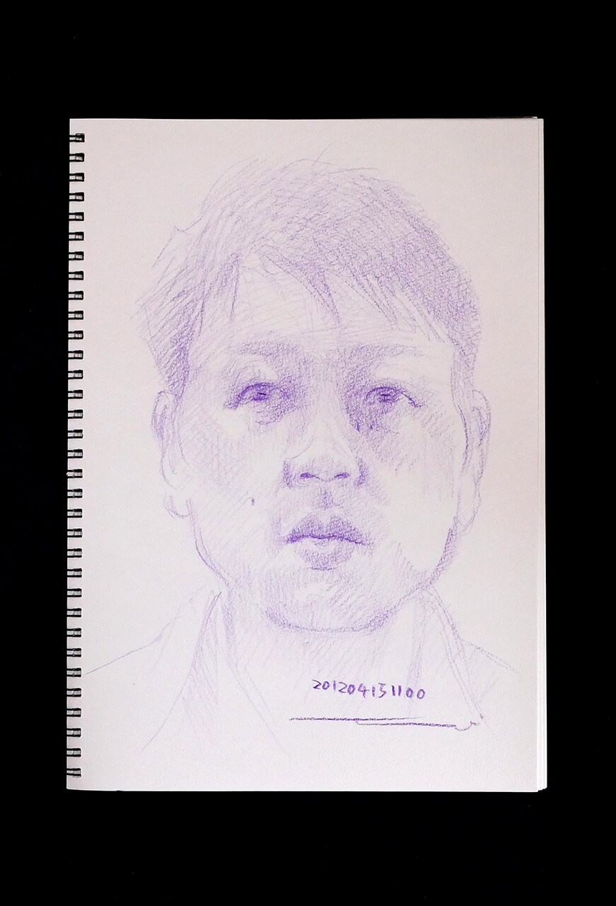 Contemporary artist SHINTAKU Tomoni's 2012/4/15 Self-portrait or pencil drawing