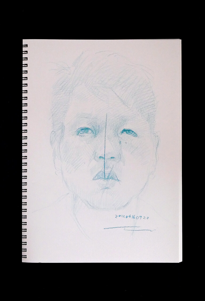 Contemporary artist SHINTAKU Tomoni's 2012/4/16 Self-portrait or pencil drawing