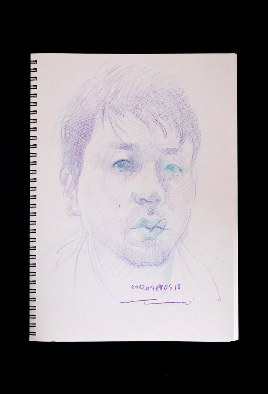 Contemporary artist SHINTAKU Tomoni's 2012/4/17 Self-portrait or pencil drawing