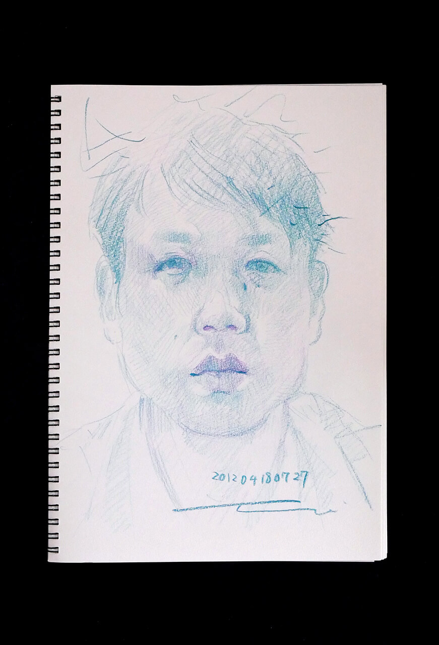 Contemporary artist SHINTAKU Tomoni's 2012/4/18 Self-portrait or pencil drawing