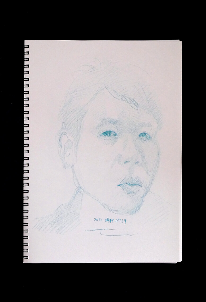 Contemporary artist SHINTAKU Tomoni's 2012/4/19 Self-portrait or pencil drawing