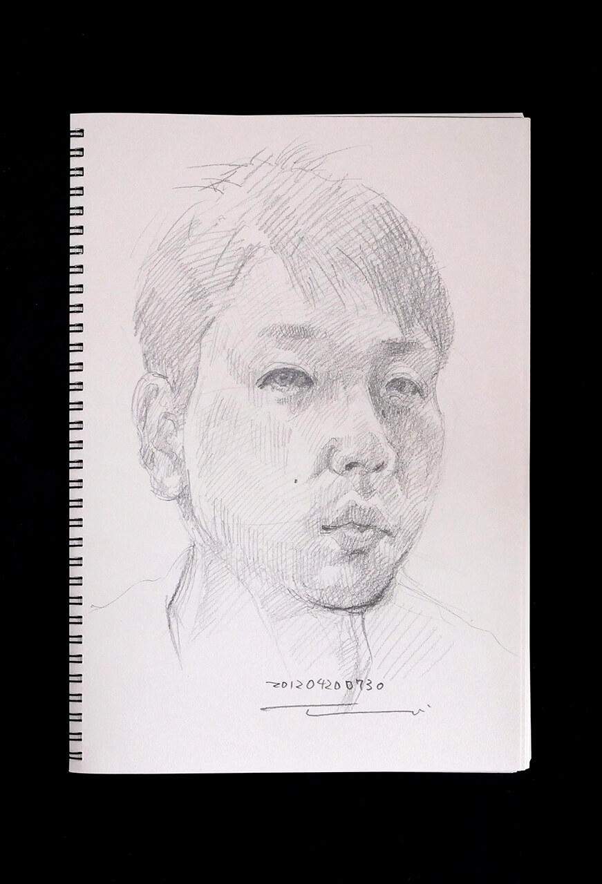 Contemporary artist SHINTAKU Tomoni's 2012/4/20 Self-portrait or pencil drawing
