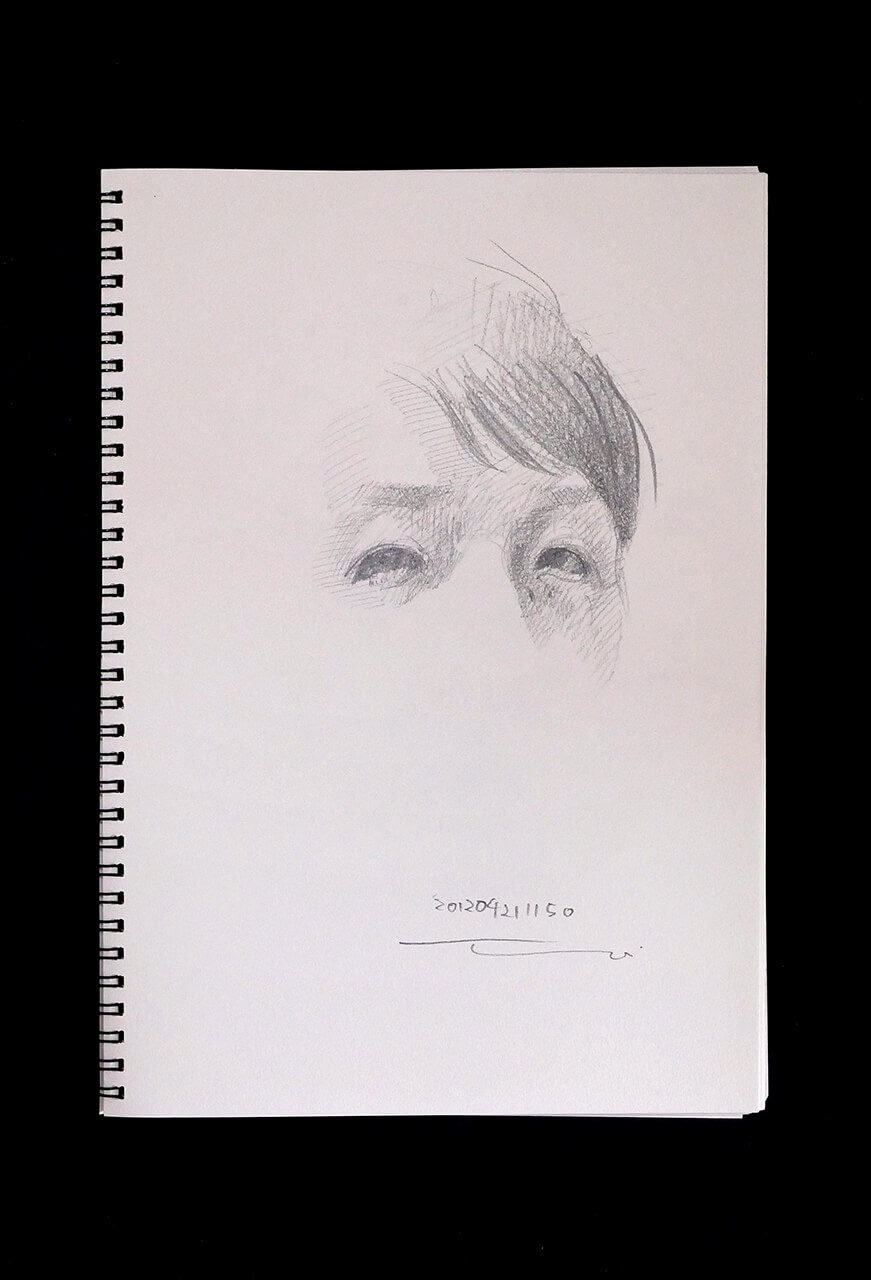 Contemporary artist SHINTAKU Tomoni's 2012/4/21 Self-portrait or pencil drawing
