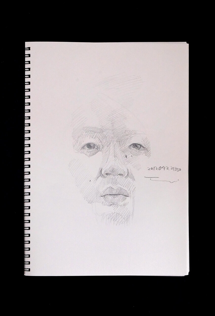 Contemporary artist SHINTAKU Tomoni's 2012/4/22 Self-portrait or pencil drawing