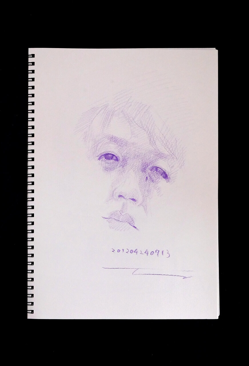 Contemporary artist SHINTAKU Tomoni's 2012/4/24 Self-portrait or pencil drawing