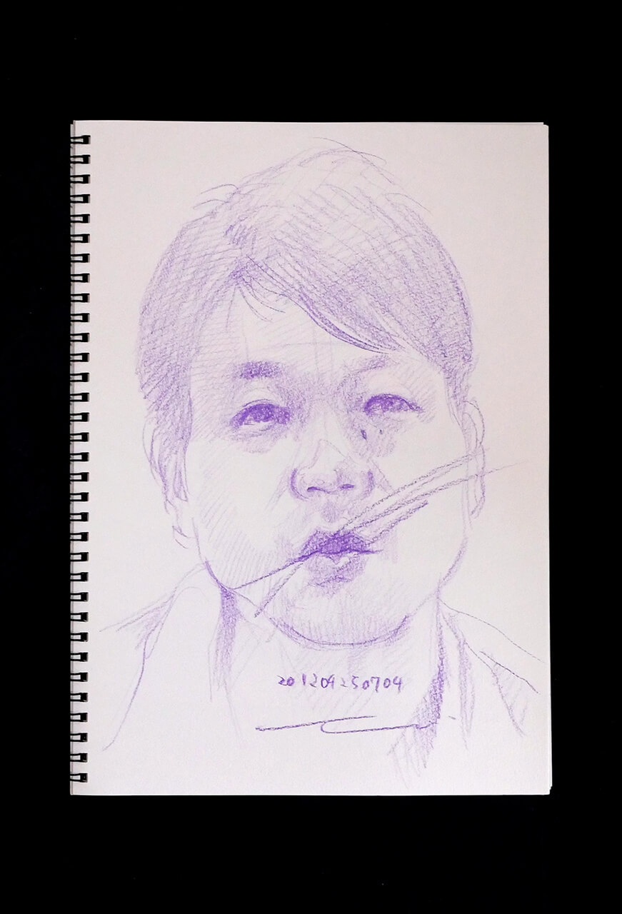 Contemporary artist SHINTAKU Tomoni's 2012/4/25 Self-portrait or pencil drawing