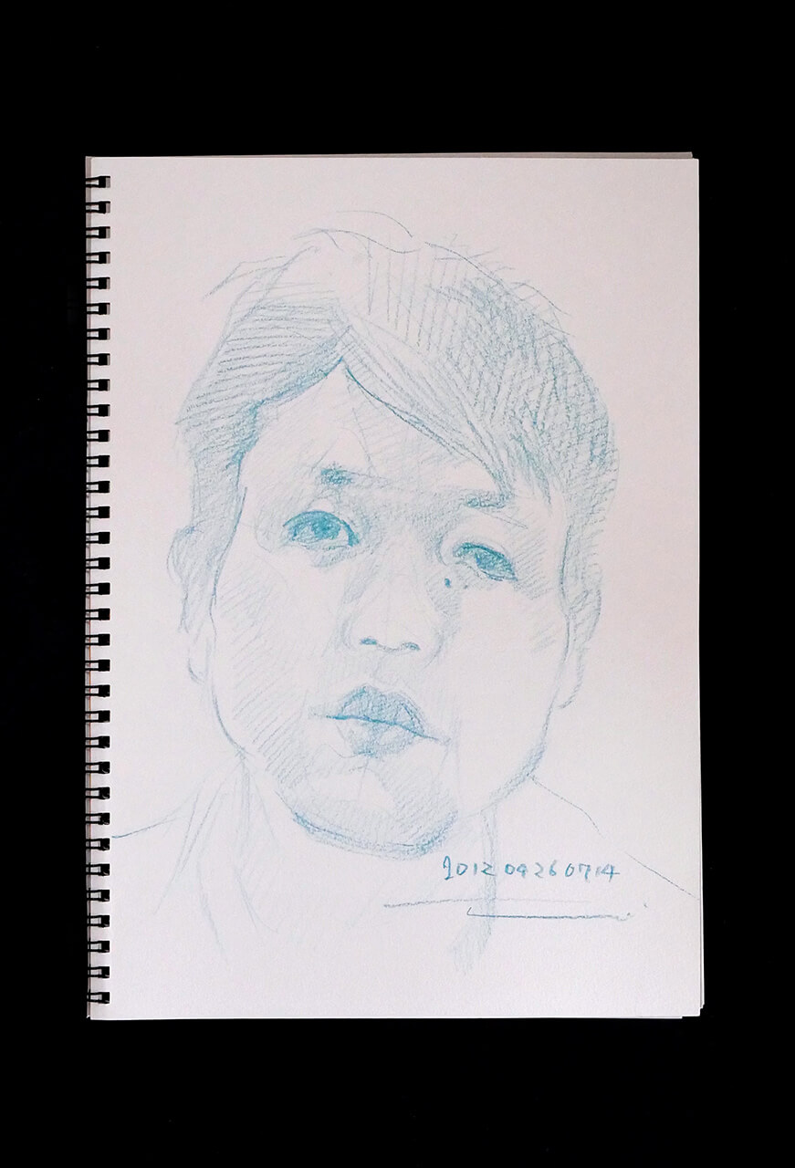 Contemporary artist SHINTAKU Tomoni's 2012/4/26 Self-portrait or pencil drawing