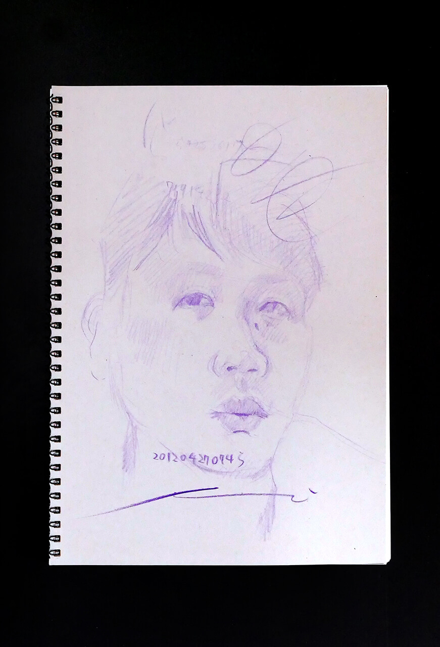 Contemporary artist SHINTAKU Tomoni's 2012/4/27 Self-portrait or pencil drawing