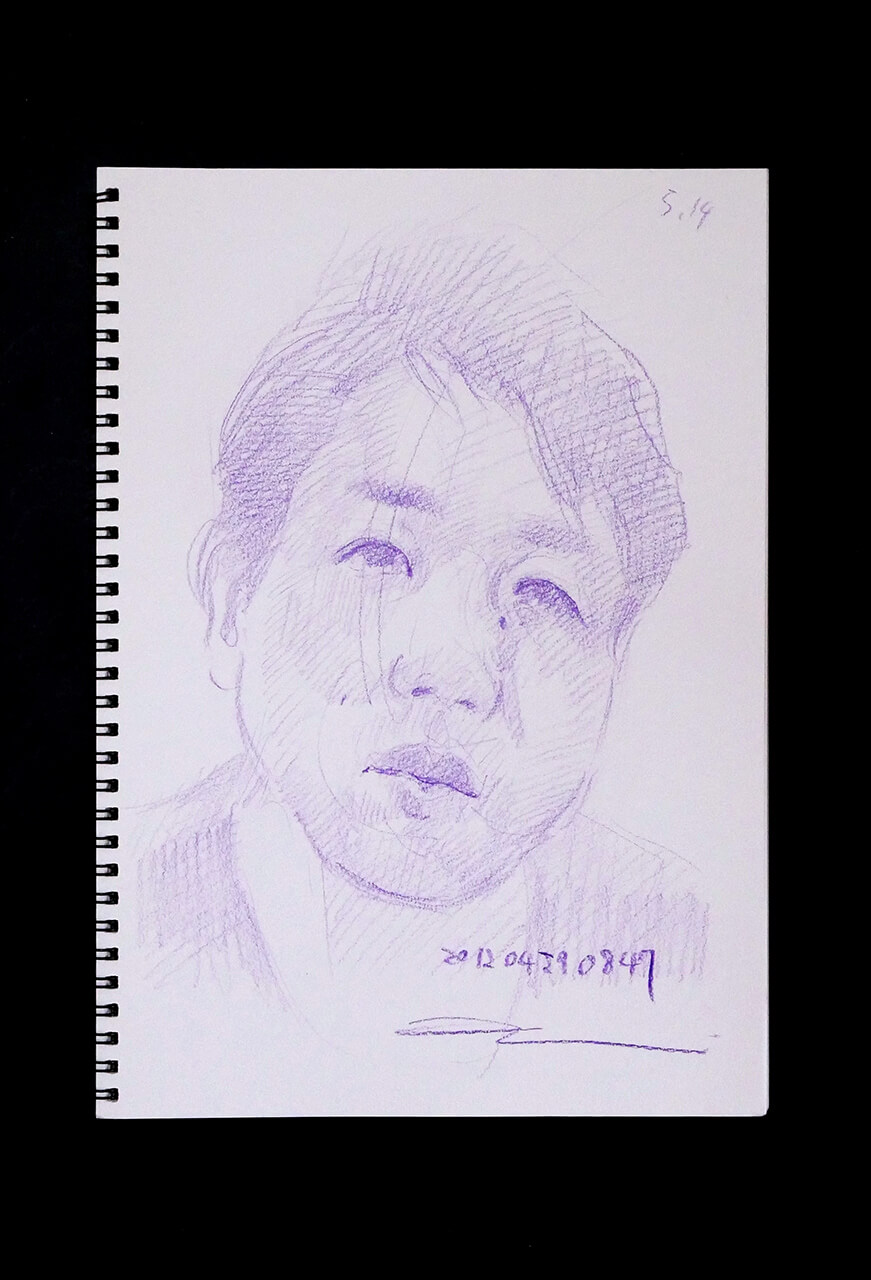 Contemporary artist SHINTAKU Tomoni's 2012/4/29 Self-portrait or pencil drawing