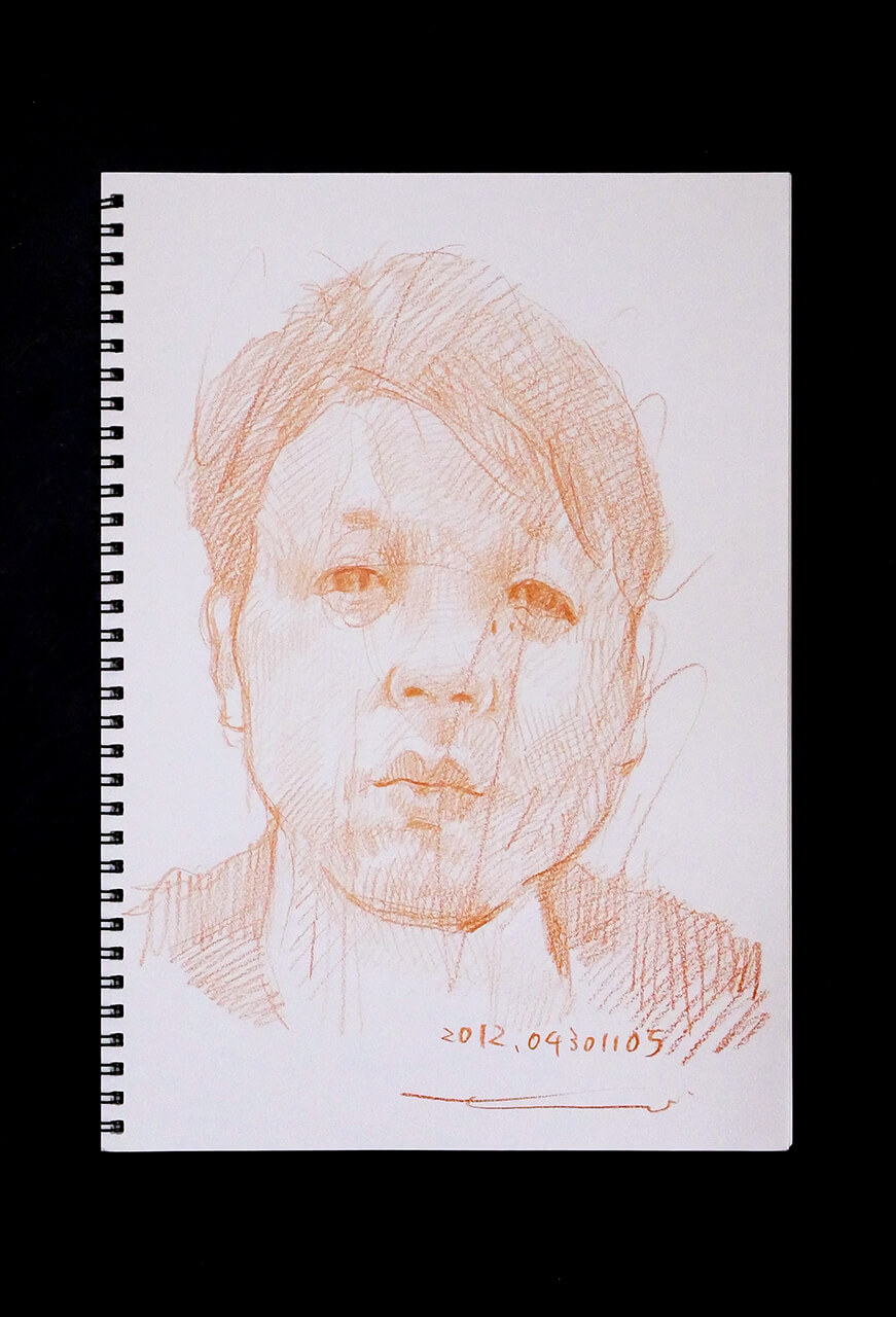 Contemporary artist SHINTAKU Tomoni's 2012/4/30 Self-portrait or pencil drawing
