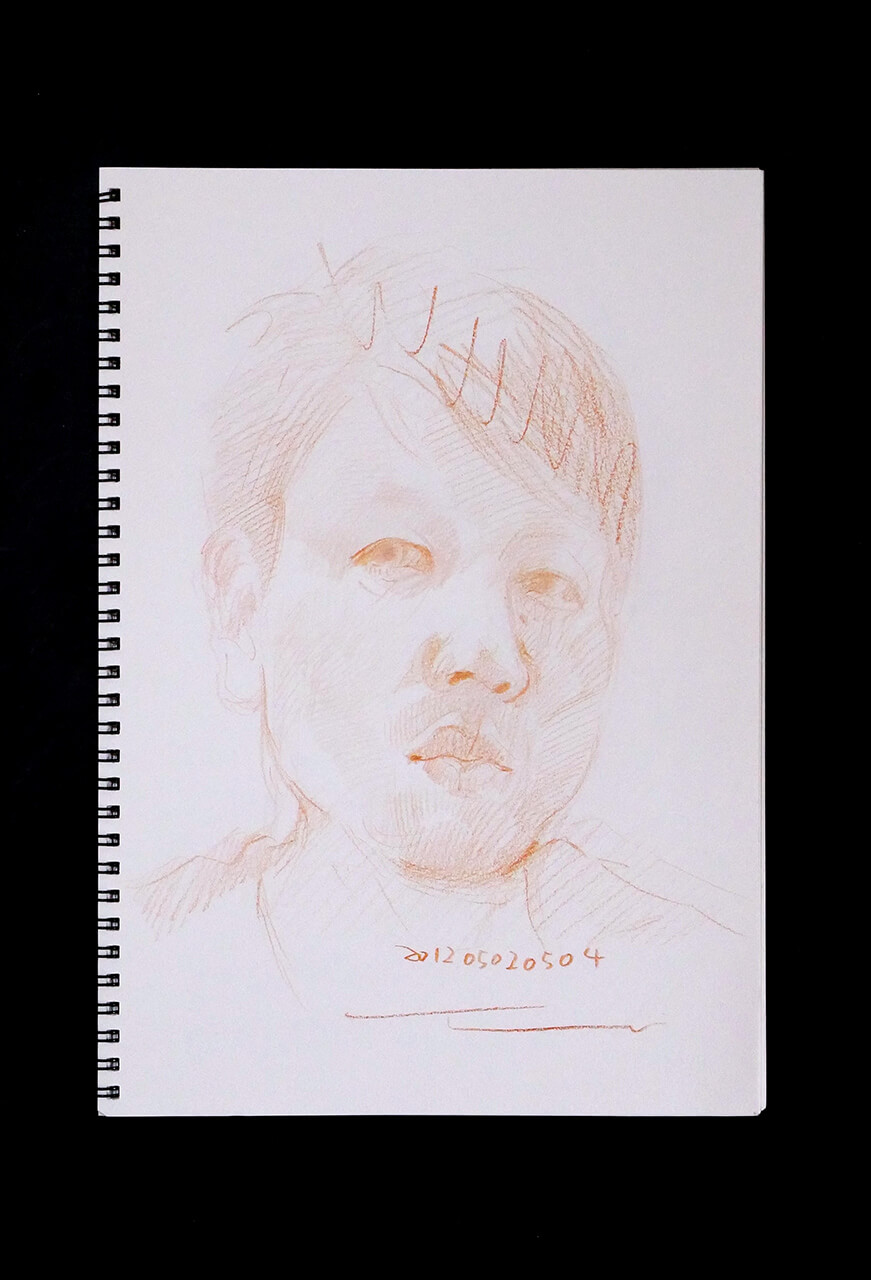 Contemporary artist SHINTAKU Tomoni's 2012/5/2 Self-portrait or pencil drawing