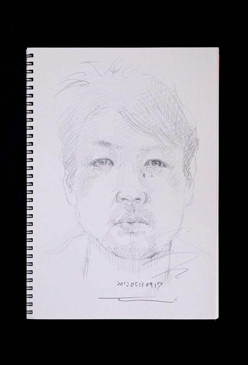 Contemporary artist SHINTAKU Tomoni's 2012/5/13 Self-portrait or pencil drawing
