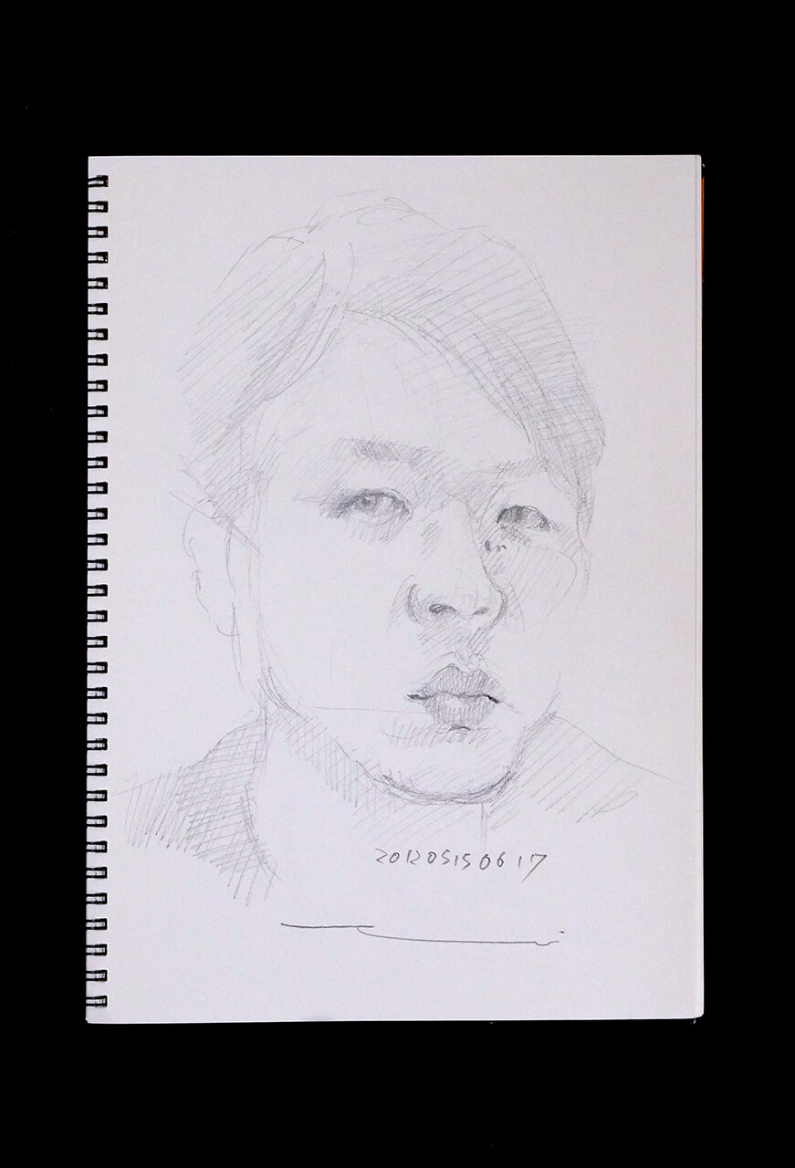 Contemporary artist SHINTAKU Tomoni's 2012/5/15 Self-portrait or pencil drawing