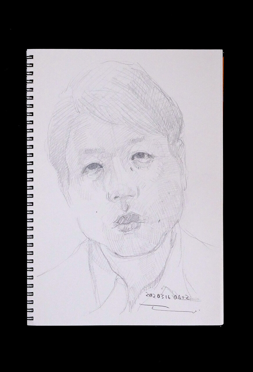 Contemporary artist SHINTAKU Tomoni's 2012/5/16 Self-portrait or pencil drawing