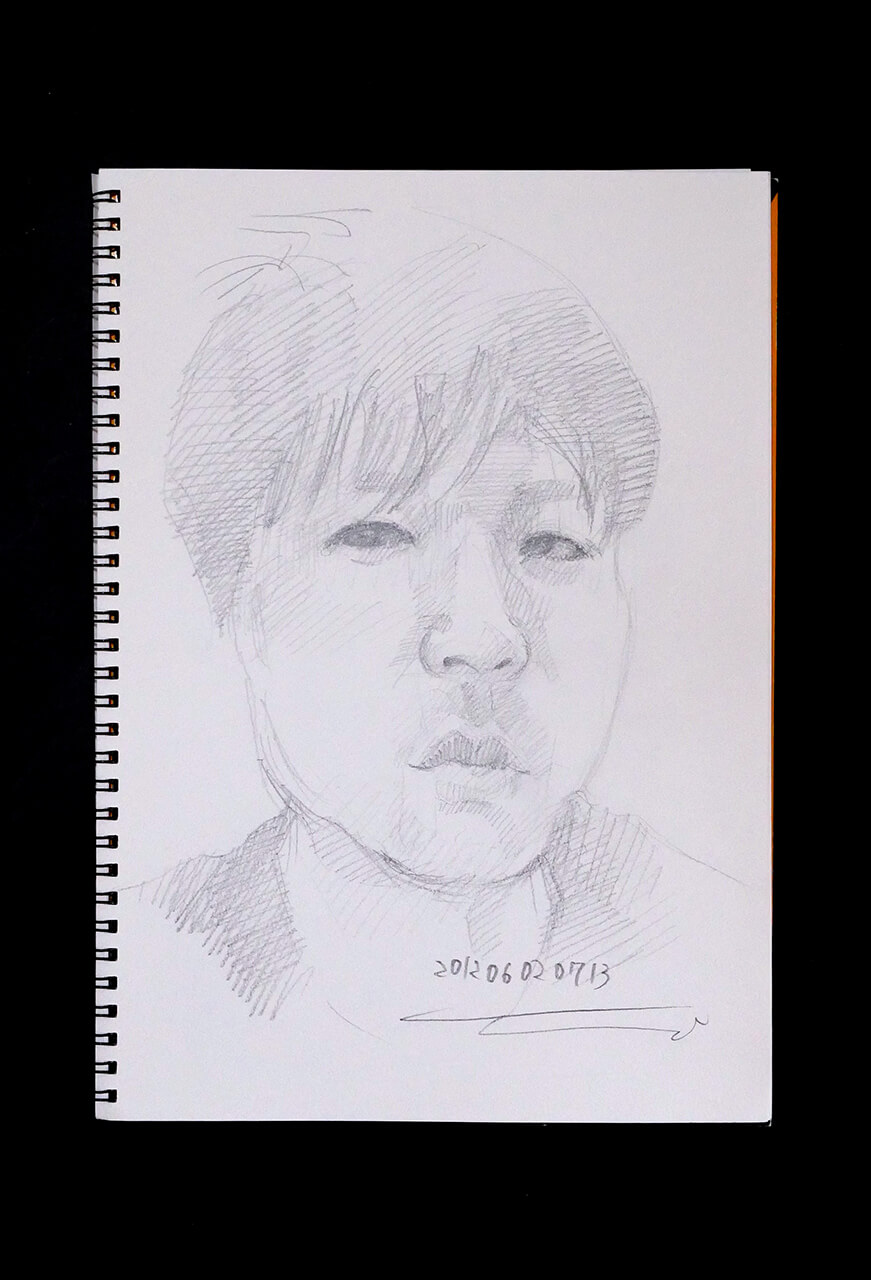 Contemporary artist SHINTAKU Tomoni's 2012/6/2 Self-portrait or pencil drawing
