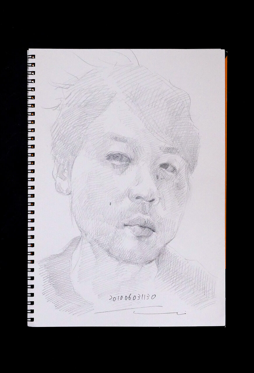 Contemporary artist SHINTAKU Tomoni's 2012/6/3 Self-portrait or pencil drawing