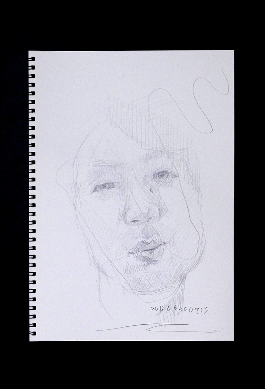 Contemporary artist SHINTAKU Tomoni's 2012/6/20 Self-portrait or pencil drawing