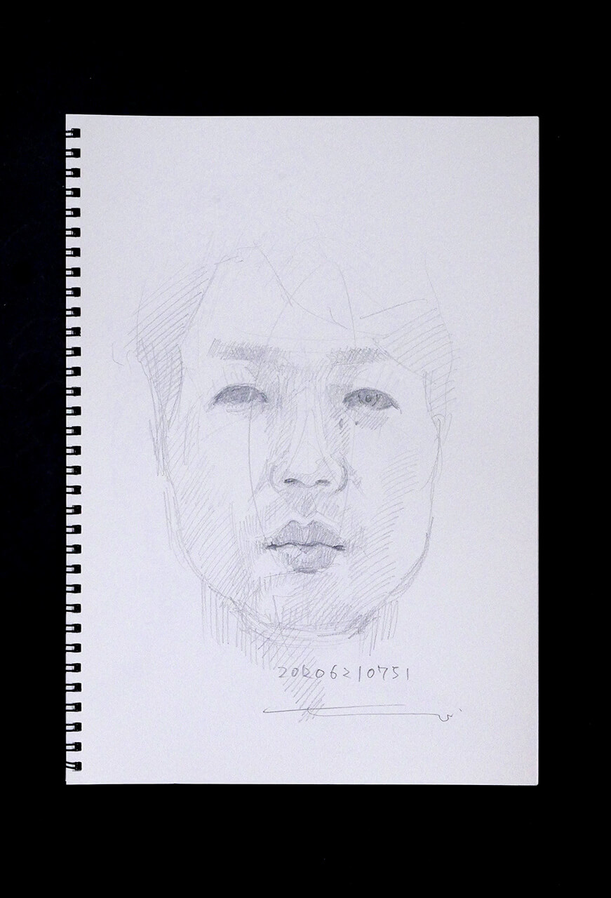 Contemporary artist SHINTAKU Tomoni's 2012/6/21 Self-portrait or pencil drawing