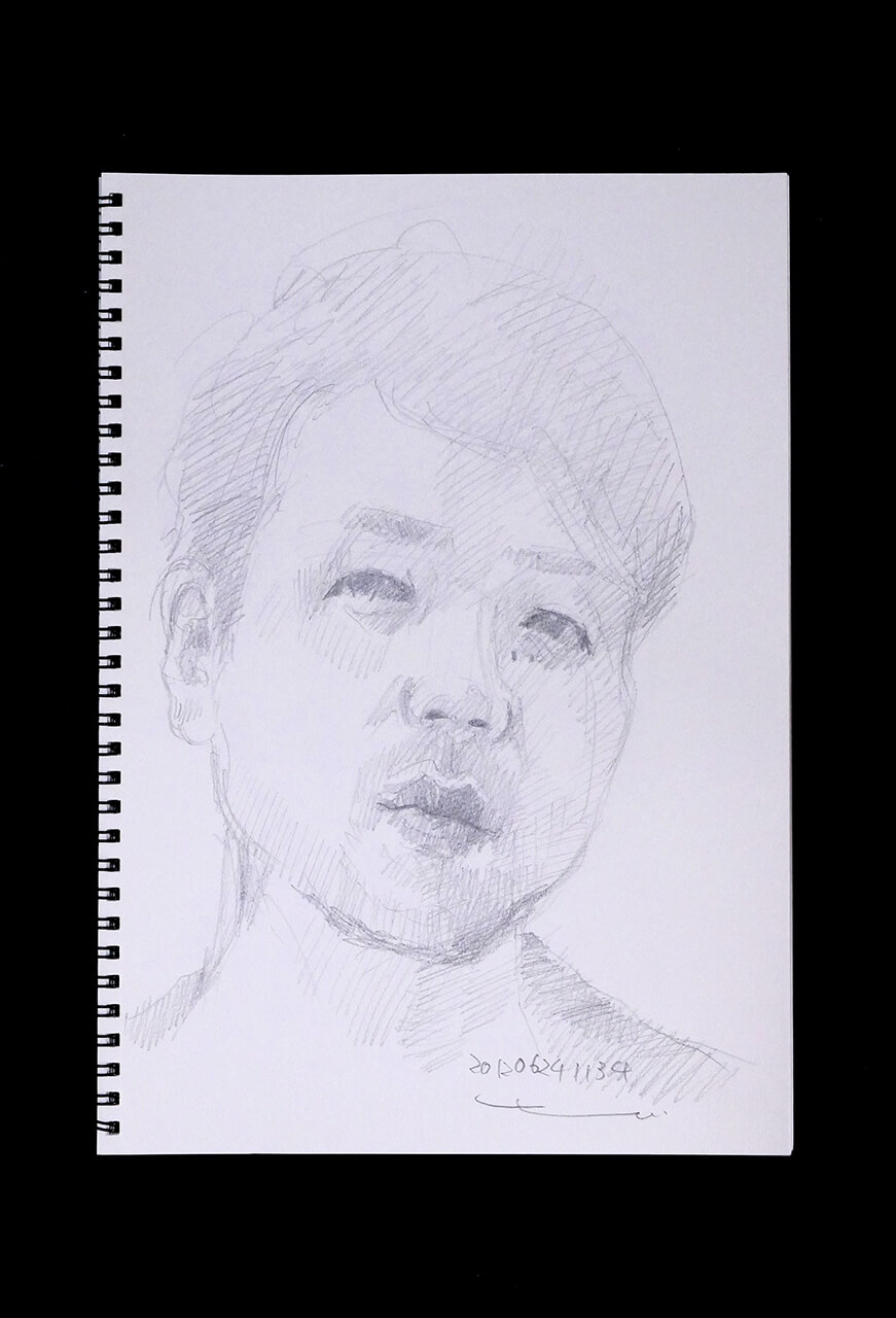 Contemporary artist SHINTAKU Tomoni's 2012/6/24 Self-portrait or pencil drawing